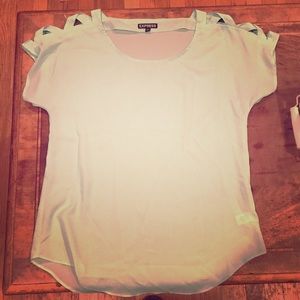 NWOT EXPRESS Light Teal Open Cross Shoulder Blouse